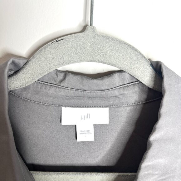 J. Jill Slate Gray Button-Up Collared Tunic Top 100% Lenzing Viscose Minimalist - Picture 2 of 4